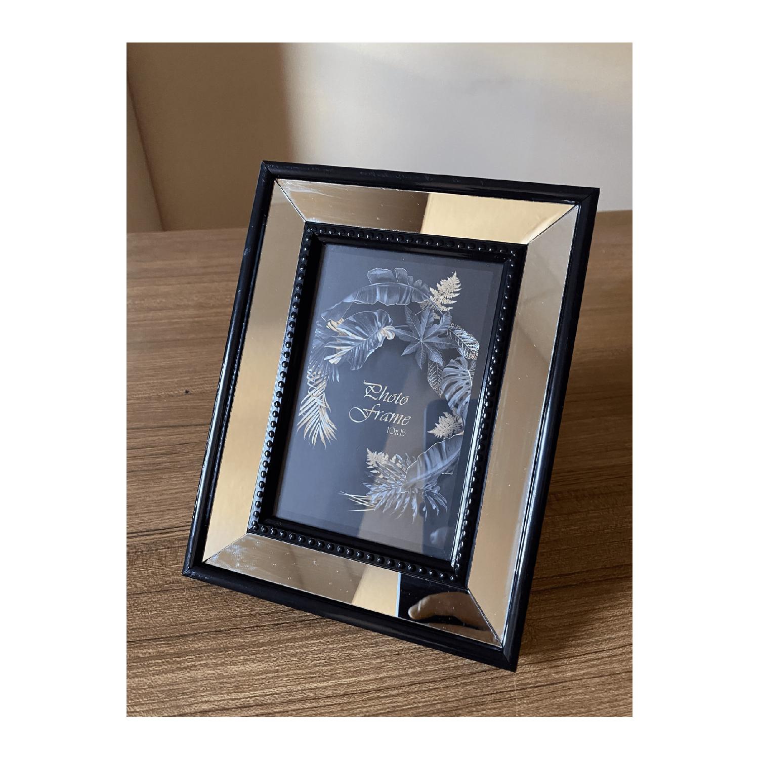 Зеркальная рамка, Черная зеркальная фоторамка, Стеклянная рамка 10х15см