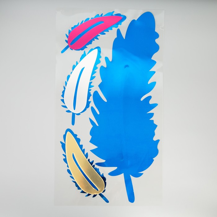 Наклейка интерьерная зеркальная «Пёрышки», декор на стену, цветная, 60×32 см